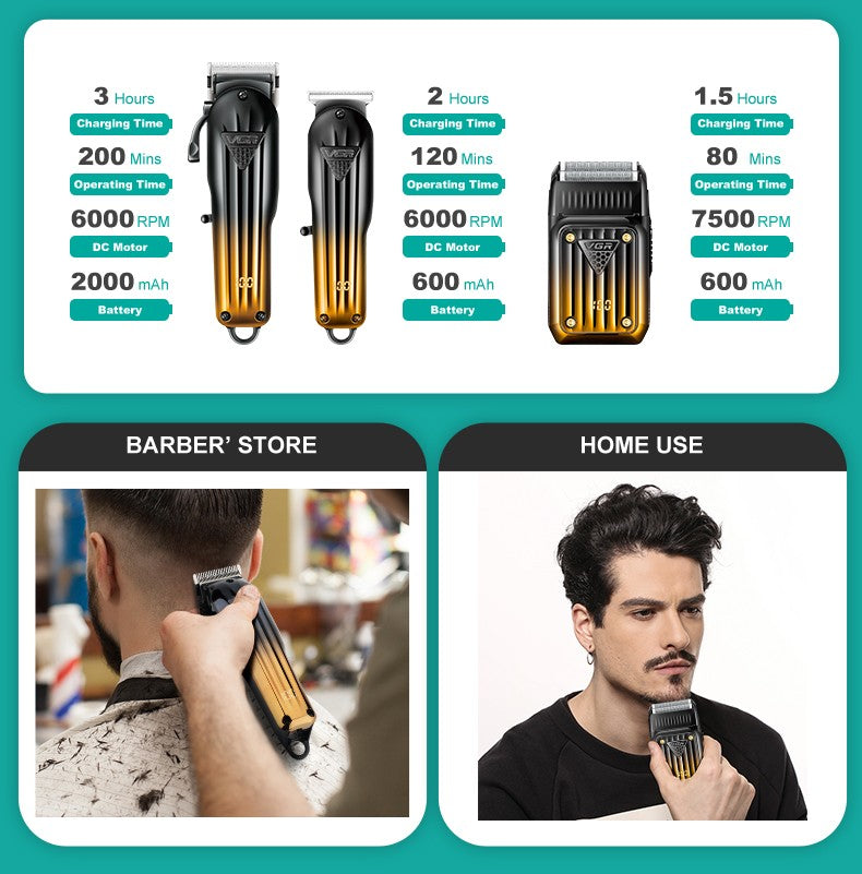 VGR 644 gradient hair cutting combination electric shaver rechargeable professional men's hair clipper carving electric pusher