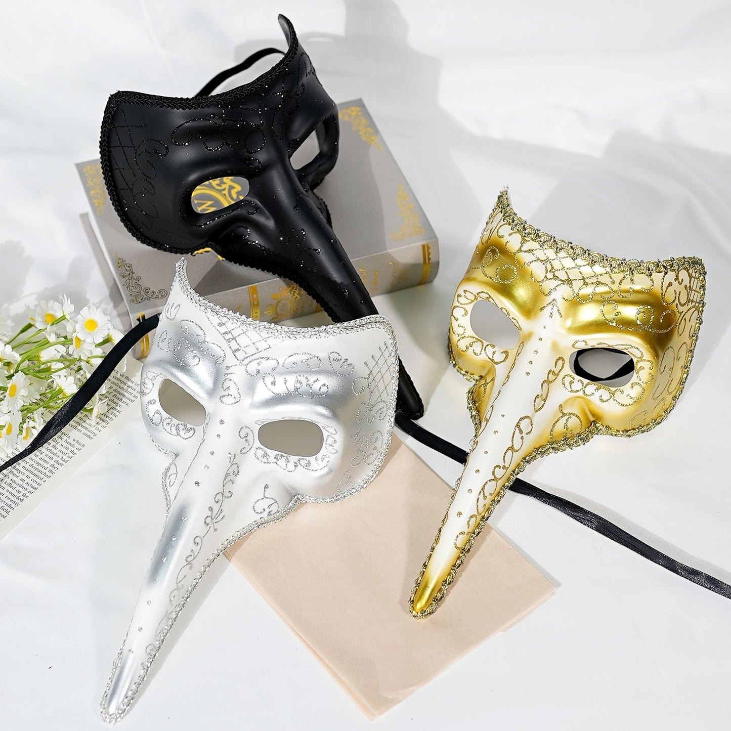 1Pc Venetian Long-Nose Mask, Carnival Mask, Unisex Party Costume Accessory, Perfect Decorative Mask for Role-Playing