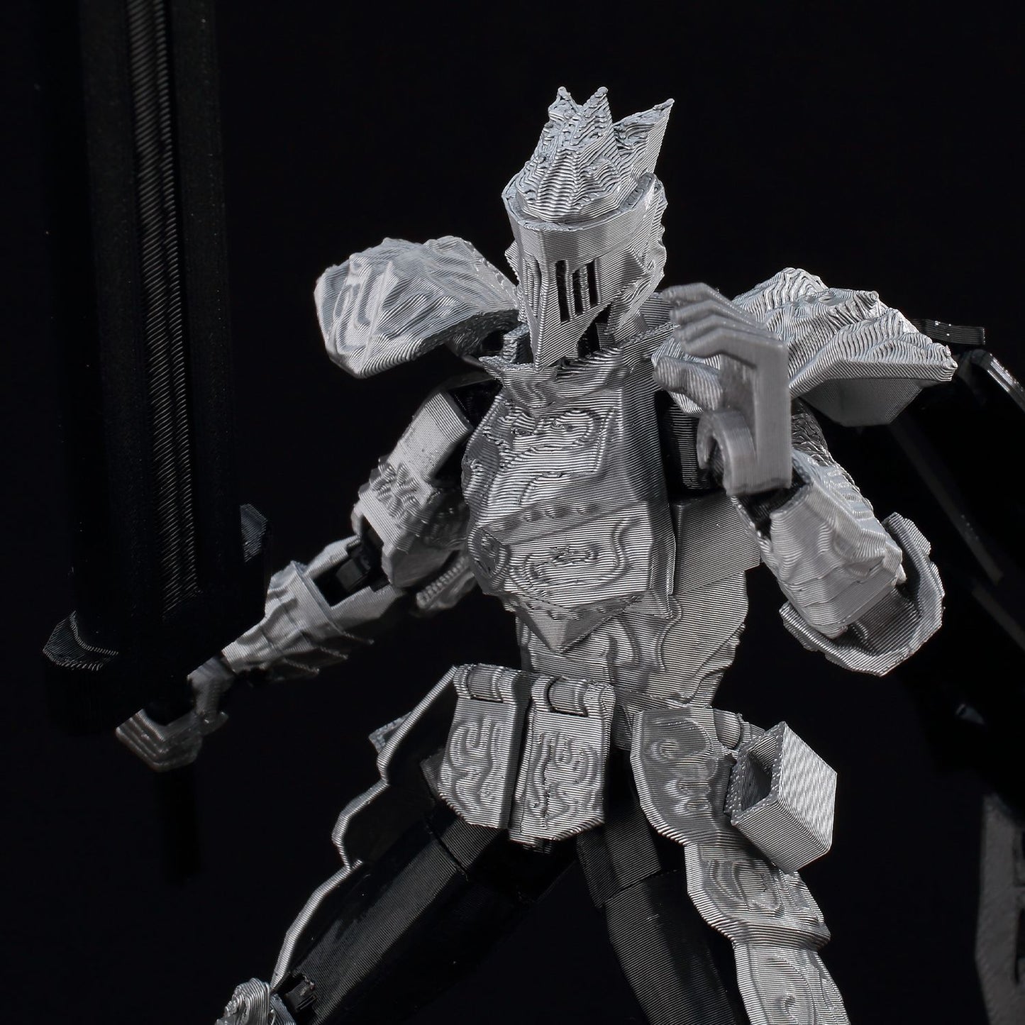 ?9L3D Lucky13 Cavaleiro Armadura Prateada Boneco Articulado Dummy13 com Arma Tripla T13 Brinquedo Colecionável Articulado Impresso em 3D Titan13?