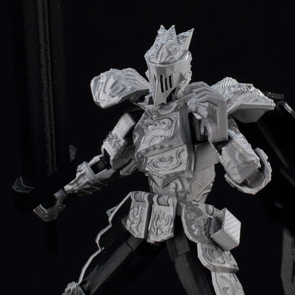 ?9L3D Lucky13 Cavaleiro Armadura Prateada Boneco Articulado Dummy13 com Arma Tripla T13 Brinquedo Colecionável Articulado Impresso em 3D Titan13?