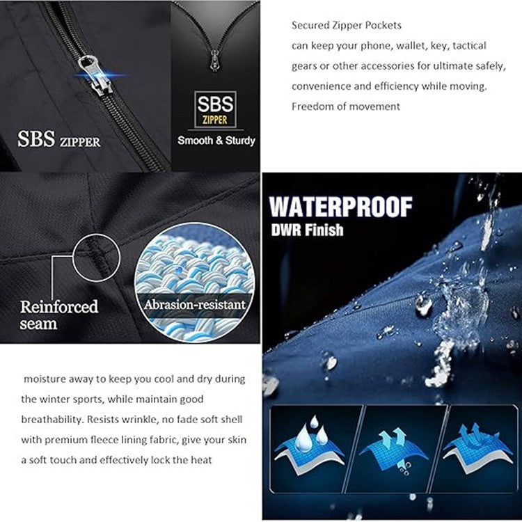 TRVLWEGO Winter Men Camping Hiking Pants Tactic Travel Soft Shell Warm Waterproof Fleece Windproof Outdoor Trekking Trousers