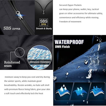 TRVLWEGO Winter Men Camping Hiking Pants Tactic Travel Soft Shell Warm Waterproof Fleece Windproof Outdoor Trekking Trousers