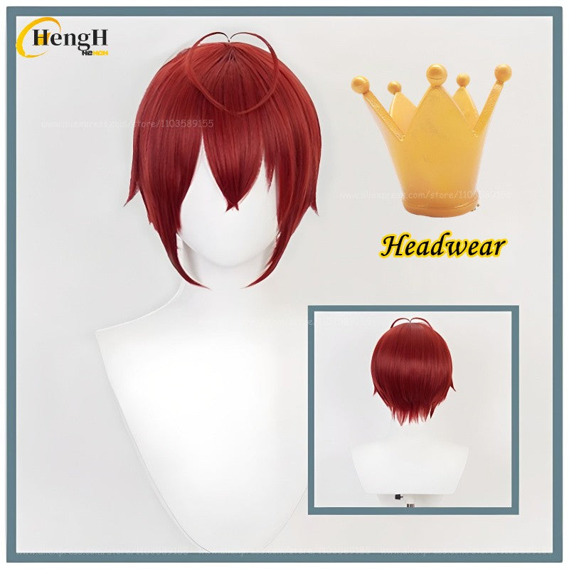 In Stock Anime Riddle Short 30cm Red Cosplay Anime Wig And Headwear Heat Resistant Synthetic Hair Halloween Party Wigs + Wig Cap