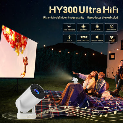 Salange HY300 Ultra Projector Update HY300 4K Android11 Wifi6 Allwinner H713 BT5.4 1080P 1280*720P Home Theater Outdoor Portable