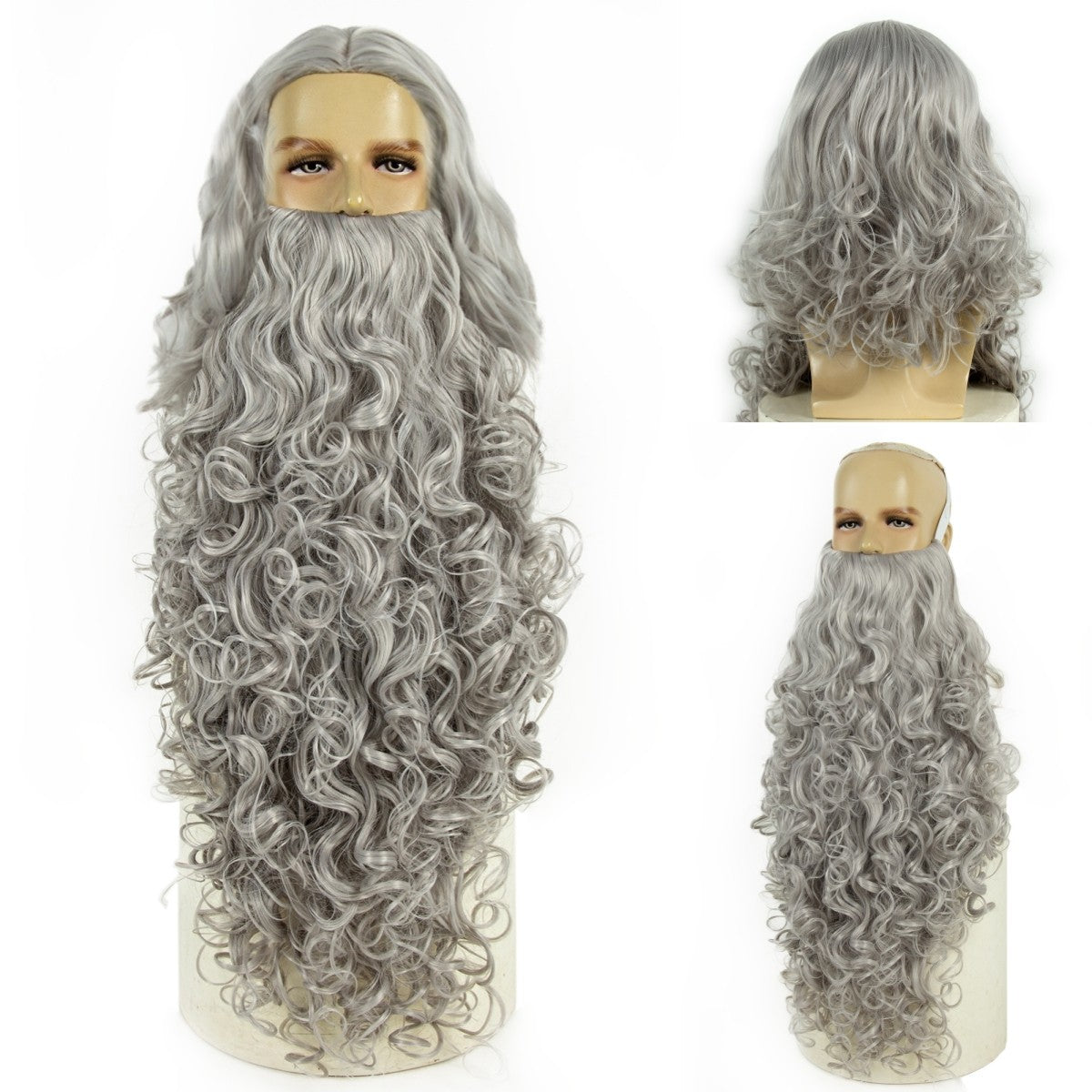 Conjunto de Peruca e Barba de Papai Noel REEWES para o Natal, Acessório de Cosplay, Peruca Sintética Loira para Homens, Fantasia de Halloween