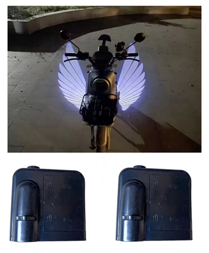 Luz Projetora LED para Motocicleta, Lâmpada de Projeção Asas de Anjo, Luz Decorativa de Modificação para Moto e Patinete Elétrico
