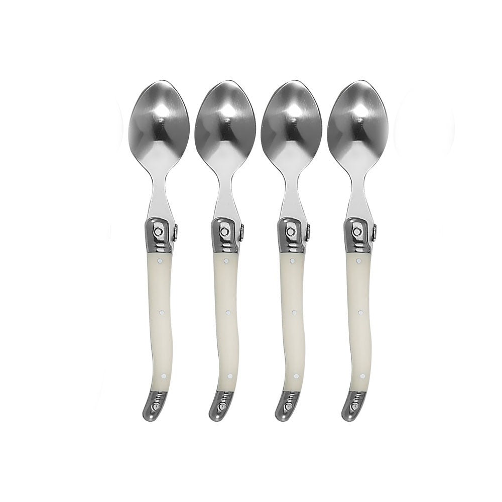 Conjunto de 4 Garfos, Facas e Colheres de Bife Jaswehome Laguiole, Acabamento Espelhado, Aço Inoxidável Coreano, Talheres de Prata