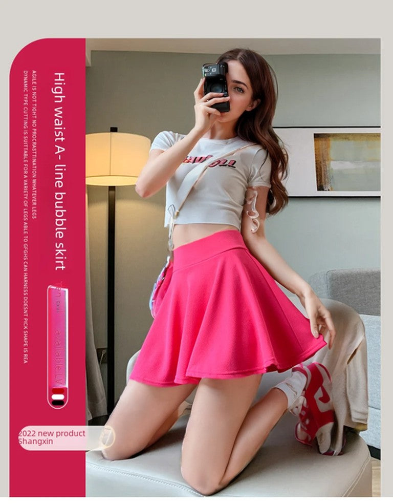 Bubble Short Skirt Women Half Skirt Anti Exposure High Waist Sun Underwear Hundred Pleats