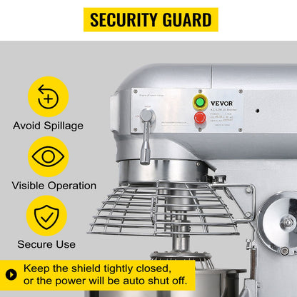 SucceBuy 10-30L Máquina de Massa Elétrica Aço Inoxidável Batedeira Mixer Processador de Alimentos Liquidificador de Bancada Comercial para Creme e Ovo