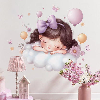 Girl Moon Butterflies Wall Stickers Kid Girls Room Bedroom Decoration Baby Nursery Home Decor Accessories Living Room Wall Decal