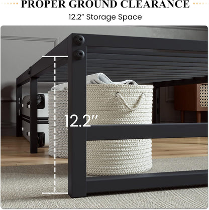 14 Inch Heavy Duty Full Size Metal Platform Bed Frame, Large Under Bed Storage Space, Strong Slats Support, No Box Sprin