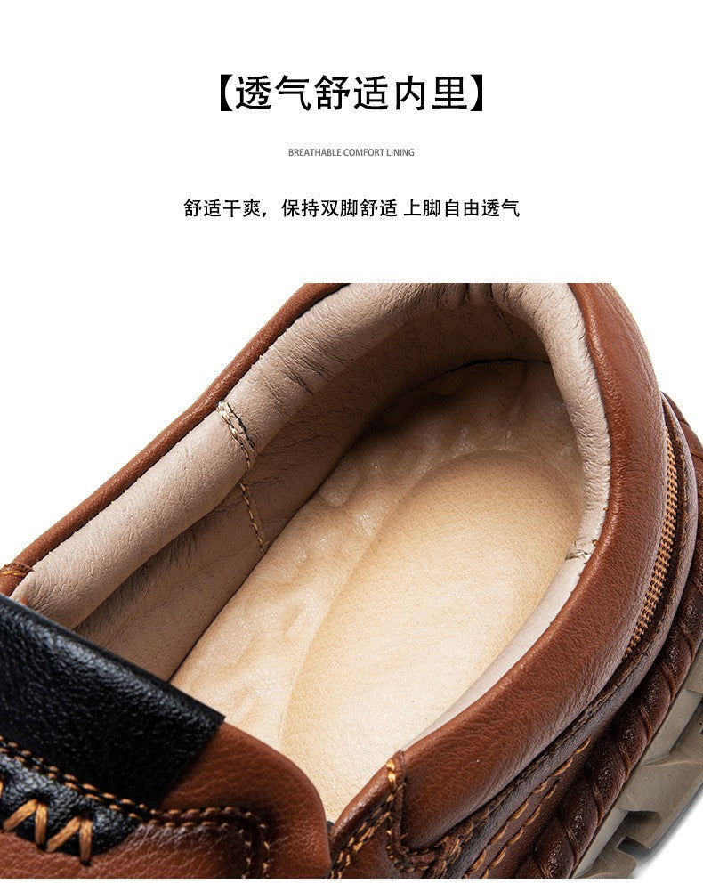 Men Handmade Genuine Leather Loafers Casual Comfortable High Quality Retro Business Shoes Spring and Autumn Men's Dress Shoes