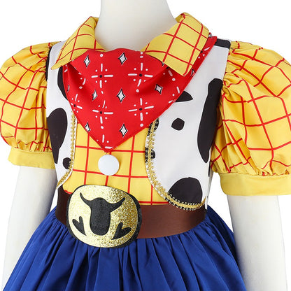 2026 New Girls Cow Spot Dress Children's Halloween Toy Cosplay Costume Toddler Up Birthday Stage Performance Cowboy Dress Carniv