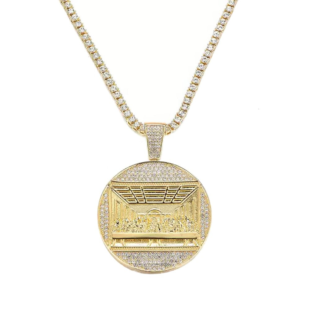 New Last Supper Pendant Cuban Chain Necklace With 14mm Iced Out Chain Fashion Hip Hop Men Charm Pendant Tennis Necklaces Jewelry