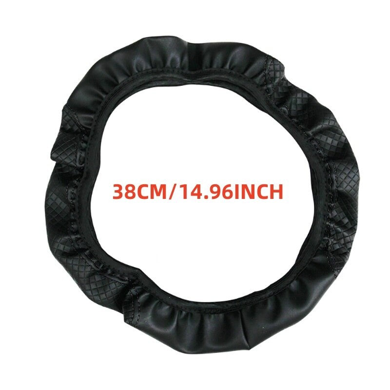 Automotive All Season Universal Steering Wheel Cover Artificial Leather Embossed Wear Resistant Elastic Automotive Interior