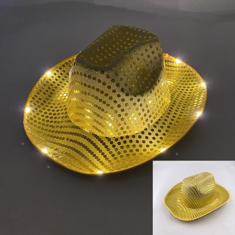 Chapéu de Cowboy LED Sem Fio, Chapéu de Cowboy Luminoso, Chapéu de Cowgirl Rosa para Discoteca, Noivas, Acessórios para Shows, Boates e Festas a Fantasia
