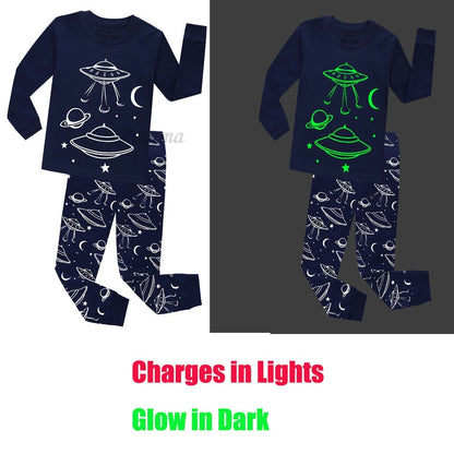 Kids Christmas Pyjamas Toddler Pajamas Boys Glow In The Dark Pyjamas Baby Pyjamas Sleepwear For Kids Roupas Infantil Homewear