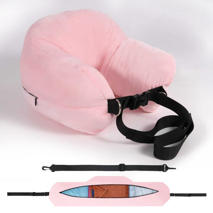 Comfortable Travel Pillow Adjustable U-Shaped Neck Pillow Washable Multi-Functional Fillable Portable Pillow Case for Airplane