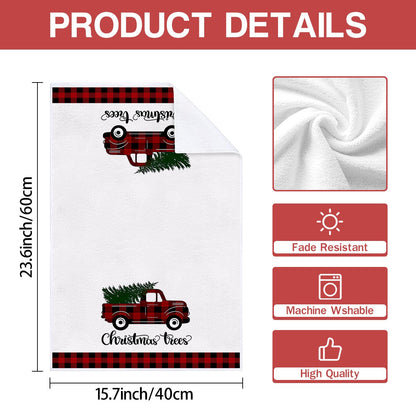 4/6pcs Christmas Kitchen Towel Set, Buffalo Checkered Dishcloths, Soft and Comfortable Winter Truck Farmhouse Tea Towels Joe,