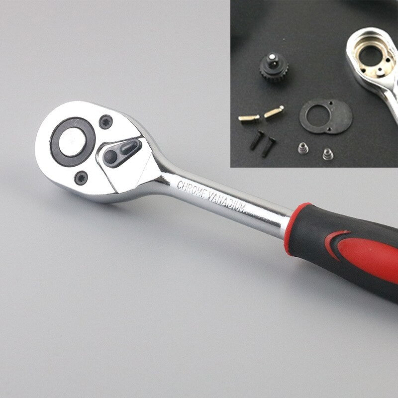 Jogo de Ferramentas para Carro Mecânico 46 Peças Kit Soquete de 1/4 Pol. com Chave Catraca de Torque - Combo para Reparo Automotivo