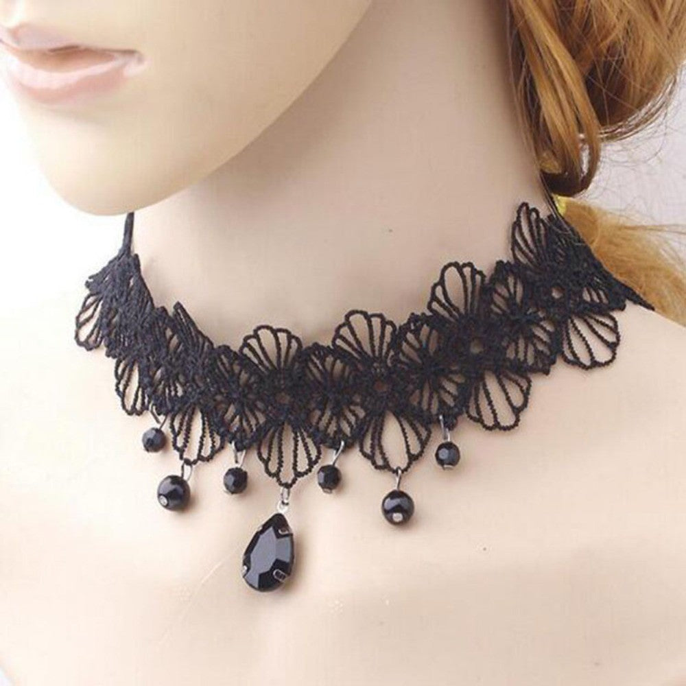 Colar Gargantilha Renda Preta Sexy Estilo Punk Personalizado Gola Renda Gótico Acessórios de Joias Presente