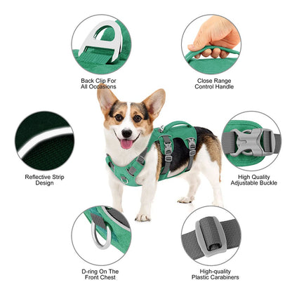 Coleira Peitoral de Nylon Anti-Fuga para Cães Colete Durável Reflexivo para Cães com Alça Ajustável para Cães Pequenos, Médios e Grandes, Pug