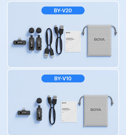 BOYA BY-V3 Microfone de Lapela Sem Fio com Cancelamento de Ruído Recarregável para iPhone Android Câmera Transmissão ao Vivo Vlogging