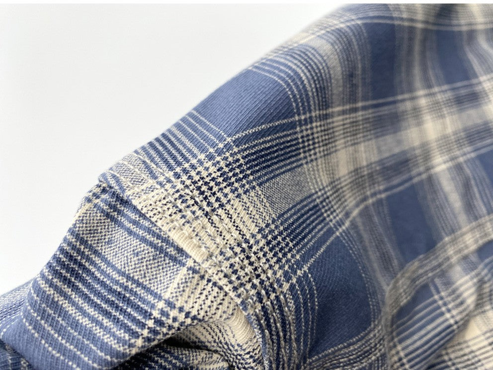 2025 Summer New American Retro Short Sleeve Lapel Plaid Cargo Shirt Men's Simple 100% Cotton Washed Single Pocket Casual Blouses