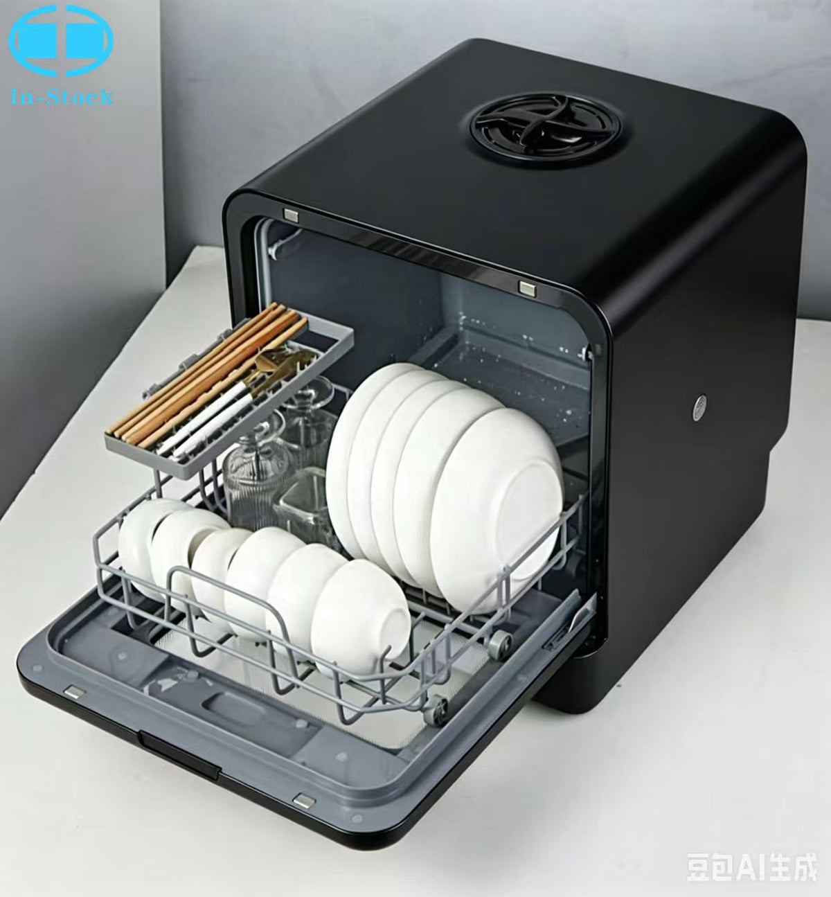 Portable Dishwasher Machine 5 Sets Tableware Desktop Dish Washer for Home Kitchen Appliances Compact Countertop Cleaner with