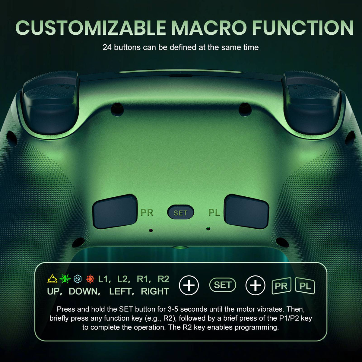 Controller For Playstation5 PS5/PS5 Pro/Slim/PC,RGB Wireless Gamepad Hall Effect Trigger Marco/Turbo Anti-Drift Game Joystick