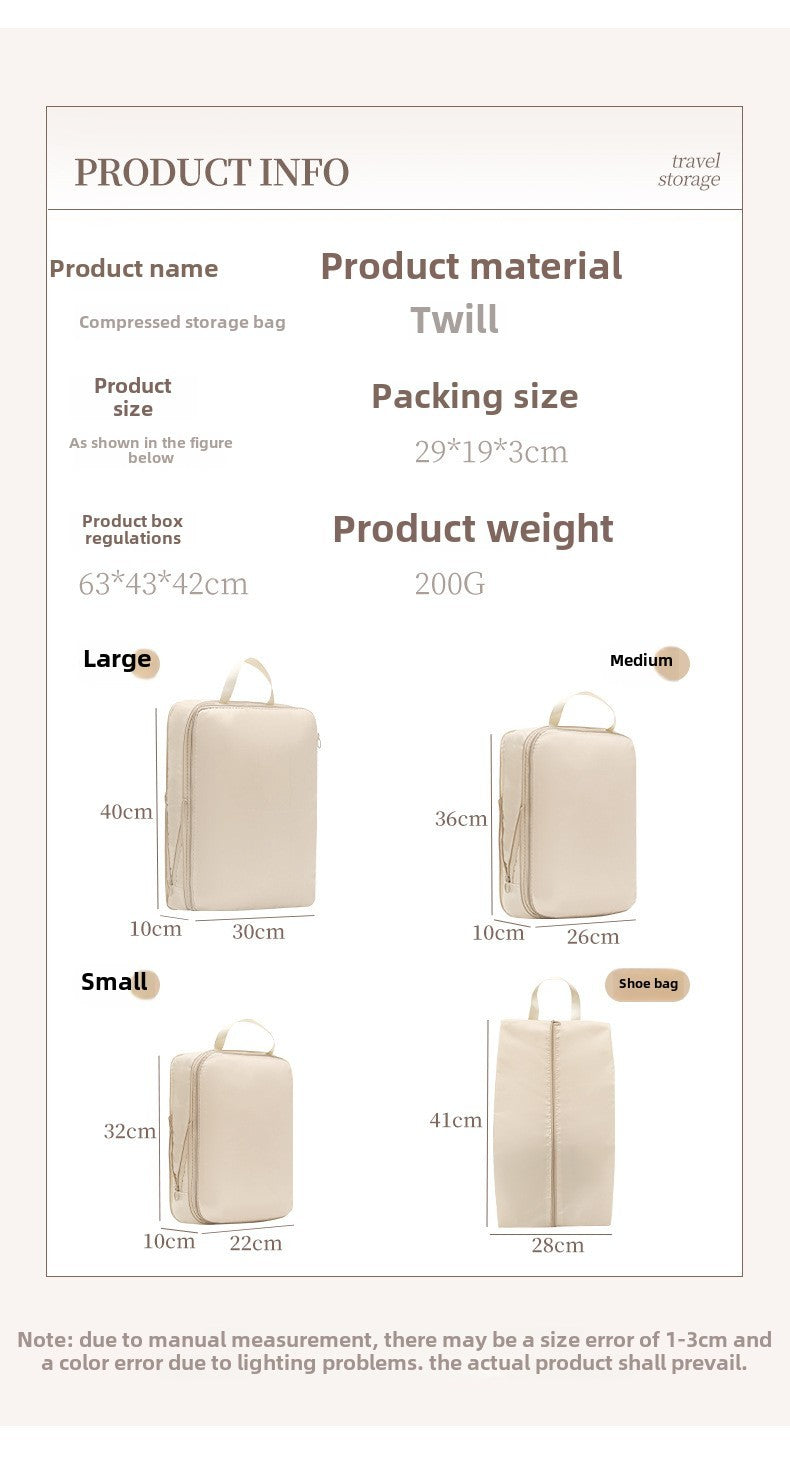 4Pcs/Set Travel Compression Packing Cubes Bag Portable Suitcase Clothes Organizers Waterproof Luggage Storage Cases Drawer Bags