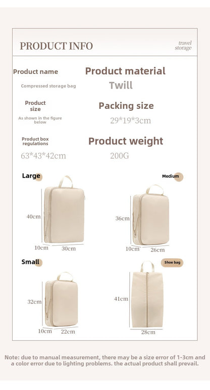 4Pcs/Set Travel Compression Packing Cubes Bag Portable Suitcase Clothes Organizers Waterproof Luggage Storage Cases Drawer Bags