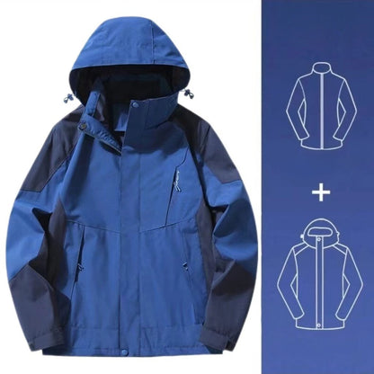 Men's Women's 2025 New Winter Jacket 3 in 1 Waterproof Windproof Detachable Outdoor Hiking Climbing Shell