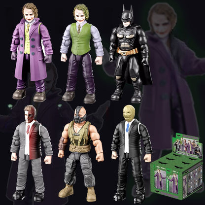 6 Peças DC Liga da Justiça Batman ABS Articulado Bruce Wayne Coringa Duas-Caras Bane Boneco de Ação Caixa Surpresa Anime Brinquedos de Boneca Presente