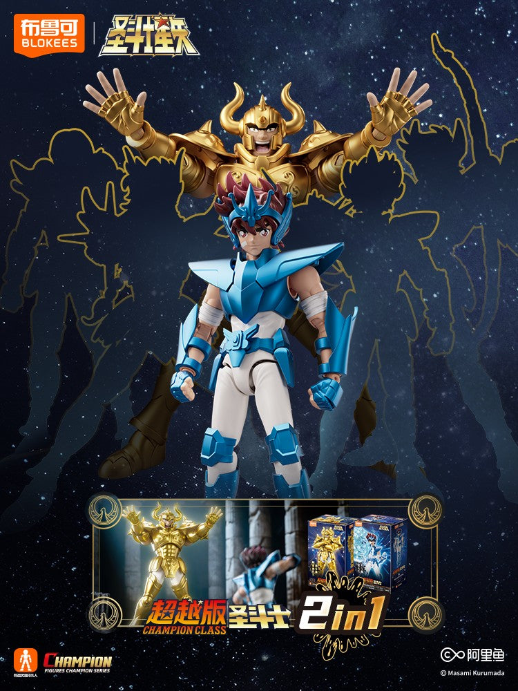 Blokees Saint Seiya Cisne Hyoga Pégaso Seiya Cavaleiros do Zodíaco Aquário Camus Áries Mu Action Figures Modelo de Anime Estátua Brinquedos