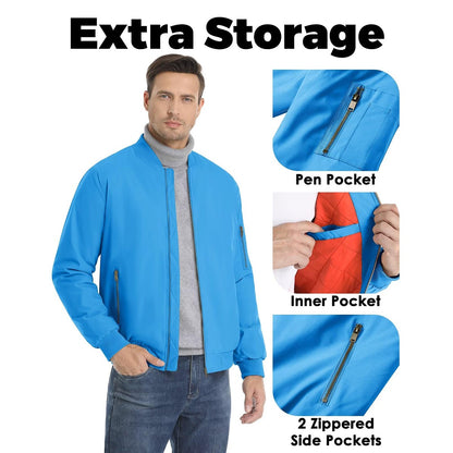 MAGCOMSEN Men's Aviator Jackets Thick Warm Orange Lining Bomber Jackets Fall Winter Casual Windproof Coats