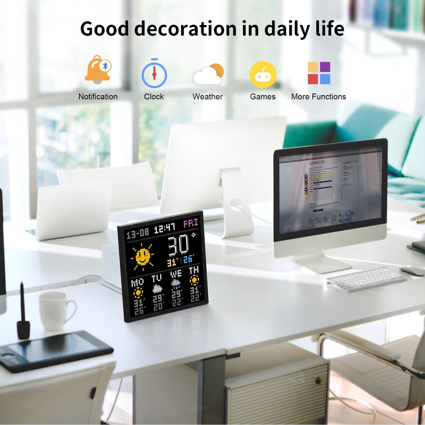 Divoom Pixoo 64 WiFi Pixel Art Display Moldura Digital WiFi com Controle via Aplicativo, Painel de LED 64 x 64 para Decoração de Sala de Jogos