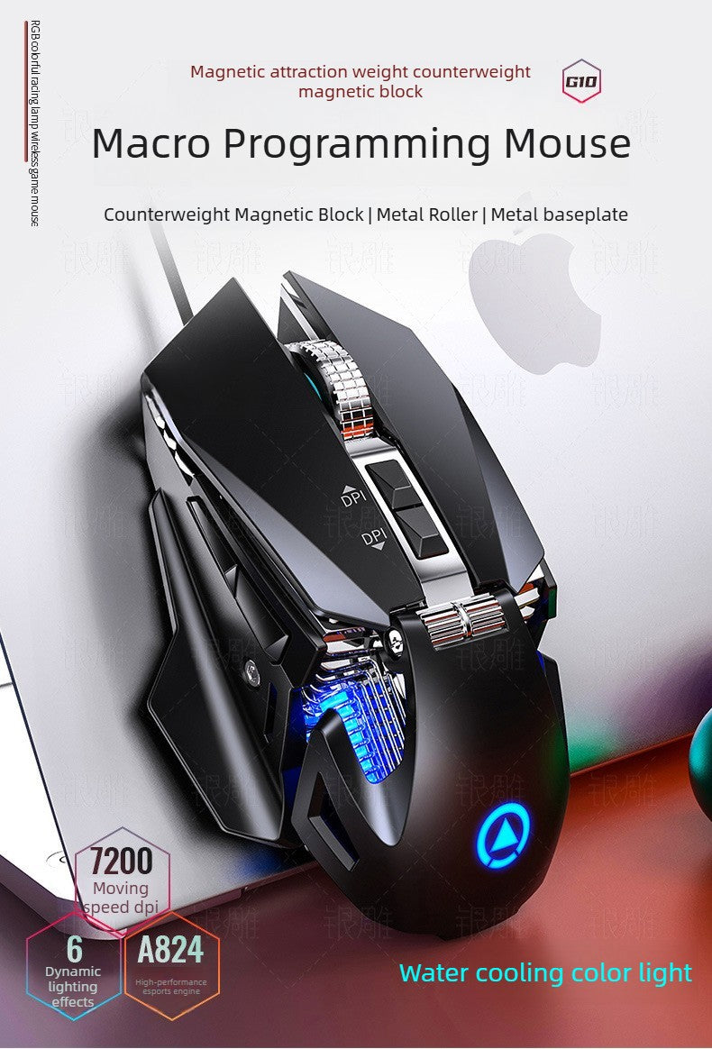 G10 Wired Mechanical Mouse RGB Backlit 200-7200DPI 6000FPS Macro Programming Gaming Mouse with Anti Interference Magnetic Ring
