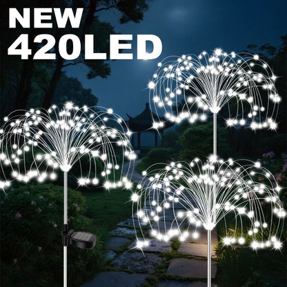 420LED Solar Firework Ground Socket Lights Waterproof Garden Decor Dandelion Fairy Lights for Outdoor Yard Pathway Lawn Patio