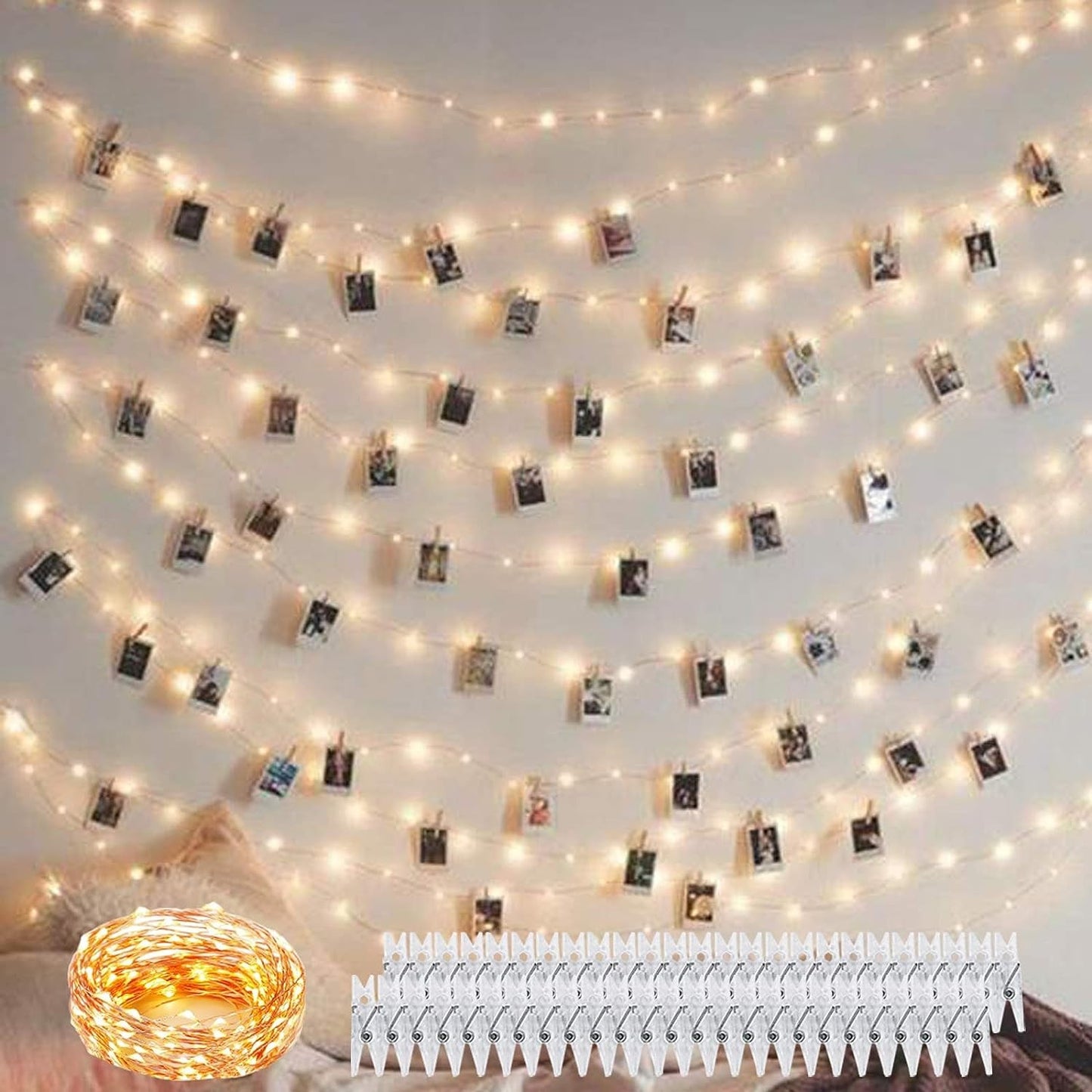 Photo Clip String Lights LED Fairy Lights Picture Clips USB Powered String Light with Clips for Bedroom Christmas Party Decor