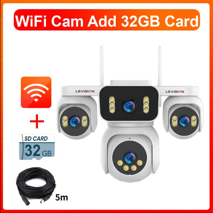LS VISION 20MP IP Camera with 5m Cord 12X Zoom WiFi Security Cameras 4 Screens Night Vision Human Detection Auto Tracking HiEasy