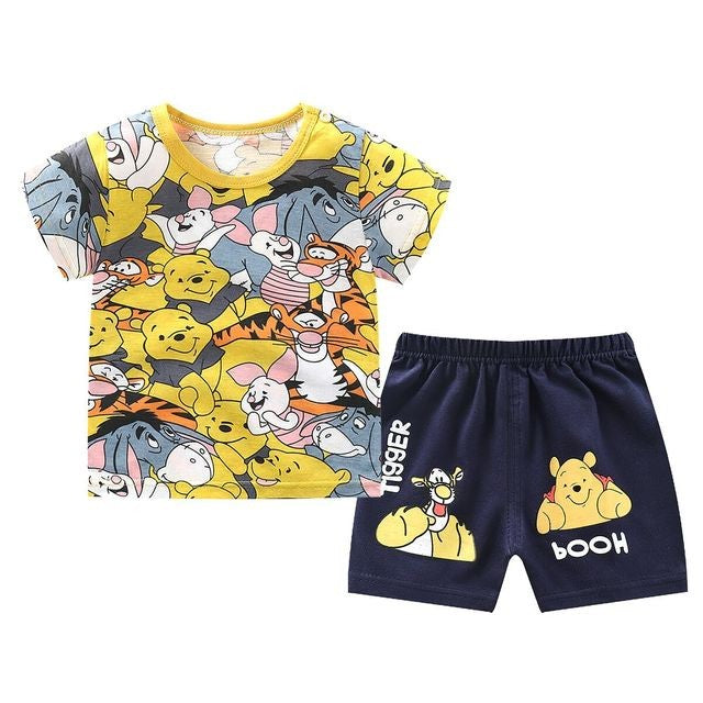 Summer T-shirt Shorts Children's Short Sleeve Set Cotton Tees Pants Tracksuits Boys And Girls Babies Clothes Casual Two Piece