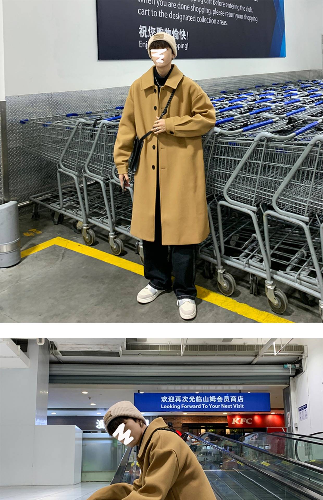 Blends Men X-long Autumn Winter Korean Style Trendy Loose Overcoats Solid Handsome All-match College Harajuku Clothing Mid-calf