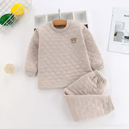 Pijama de Inverno Infantil para Bebês e Crianças, Roupa Térmica, Conjunto de Camadas, Algodão Grosso, Para Meninos e Meninas, Conjunto de Roupa de Dormir