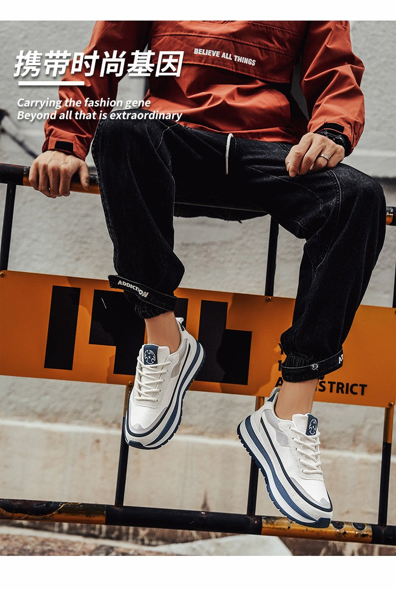 PARZIVAL Men Sneakers Casual Shoes Fashion Outdoor Sports Shoes Runner Tenis Trainer Leather Running Shoes Breathable Men Shoes