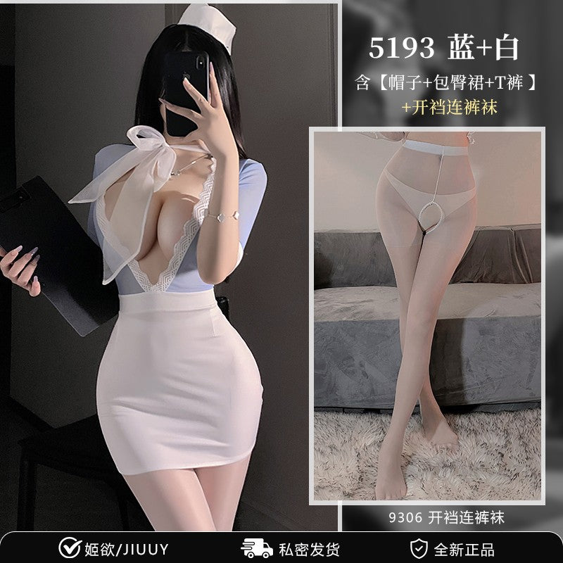 Japanese Advanced Club Flight Attendant Service Sexy Cosplay Costumes Lingerie Stewardess Hip Wrap Skirt Nightclub Bar Uniform