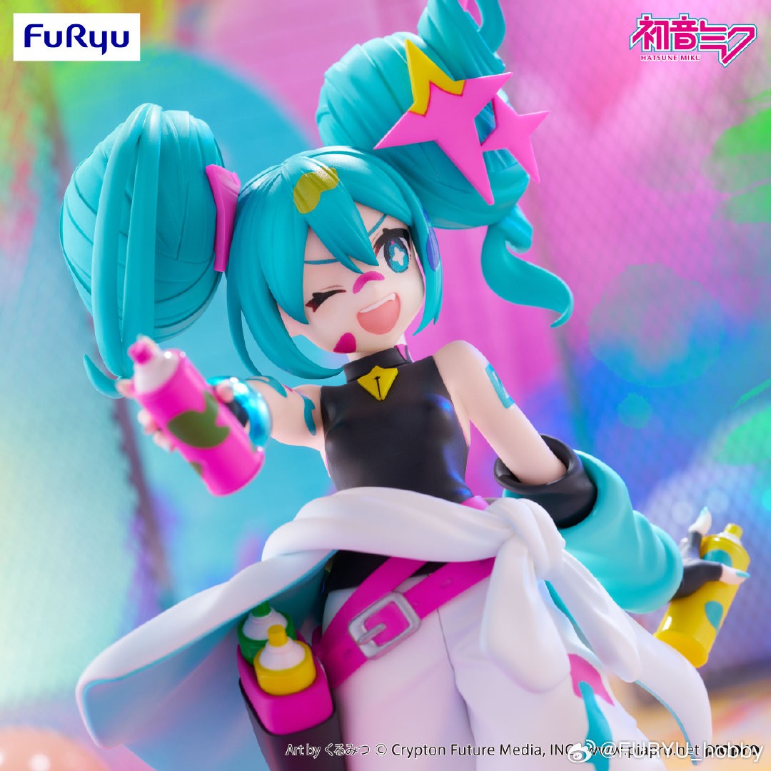 Figura de Anime Hatsune Miku 19cm Paint Girl Original Genuína FuRyu Trio-Try-iT Brinquedos Colecionáveis de Presente para Crianças
