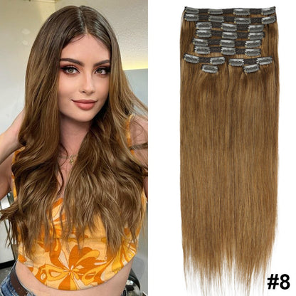 Doreen 160G 200G 240G Série Volume Cabelo Humano Liso Remy Brasileiro Com Tic Tac Extensões de Cabelo Cabeça Inteira 10 Peças 40 a 60 Centímetros
