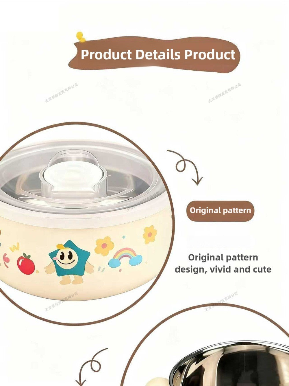 304 Stainless Steel Baby Bowl with Lid Double Handle Kids Feeding Bowl Anti-Scald Toddler Tableware Food Soup Bowl for Infants