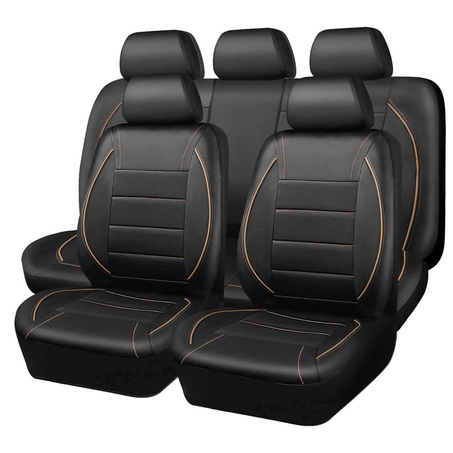 Capas de Couro Universais para Banco de Carro Vermelho Simples à Prova d'Água para 5 Assentos